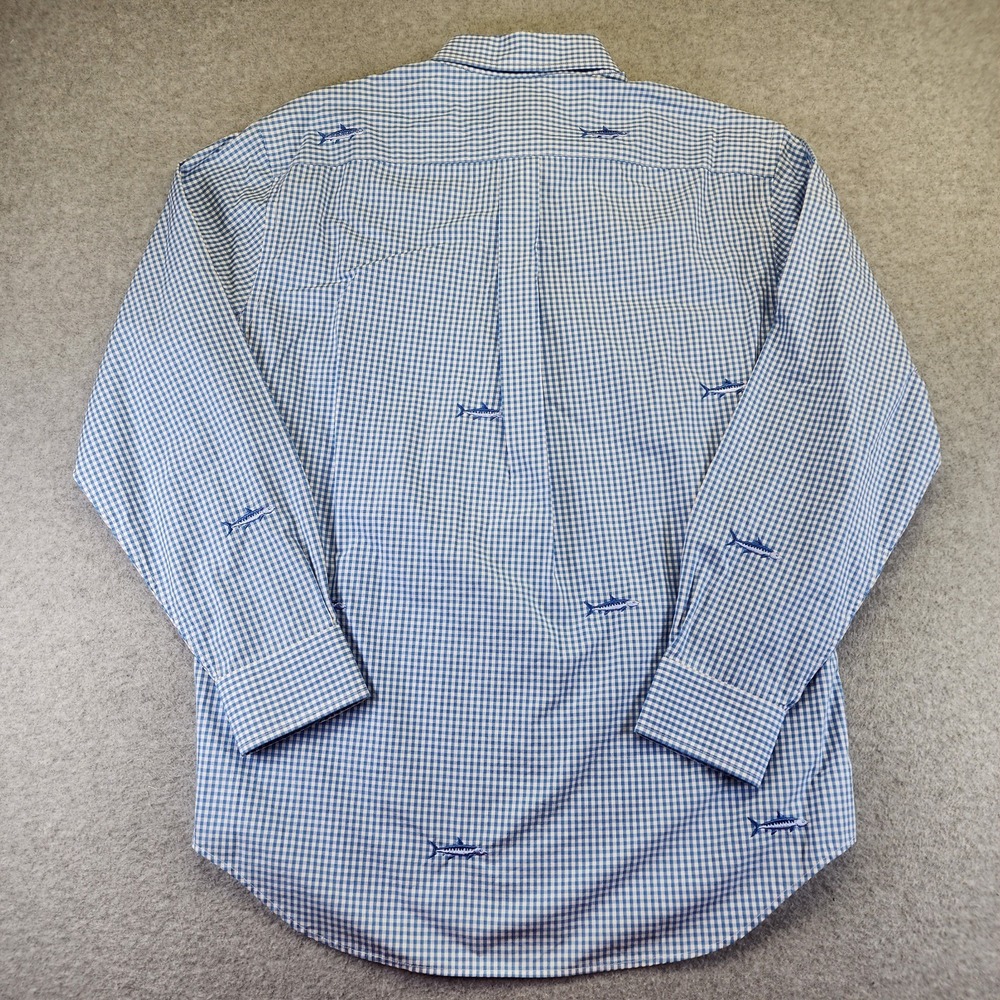 Vineyard Vines Blue Classic Murray Shirt Men M Long Sleeve Check Fish Emboidered - Picture 3 of 8